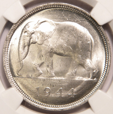 1944 Silver 50-Francs  "BELGIAN-CONGO"