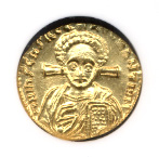 705-711 AD gold solidus of Justinian II second reign