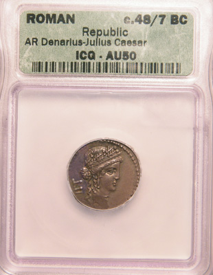 JULIUS CAESAR Silver Denarius (c.48/7 B.C.)