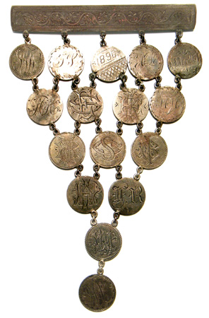 LOVE TOKENS Seated Liberty Dimes as PIN BAR (16-COINS)