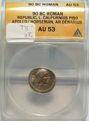 L. CALPURNIUS PISO, 90 B.C., Silver Denarius