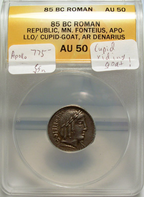 Mn. FONTEIUS (85 B.C.) Silver Denarius