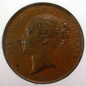 1853  1-Penny  (PLAIN TRIDENT)